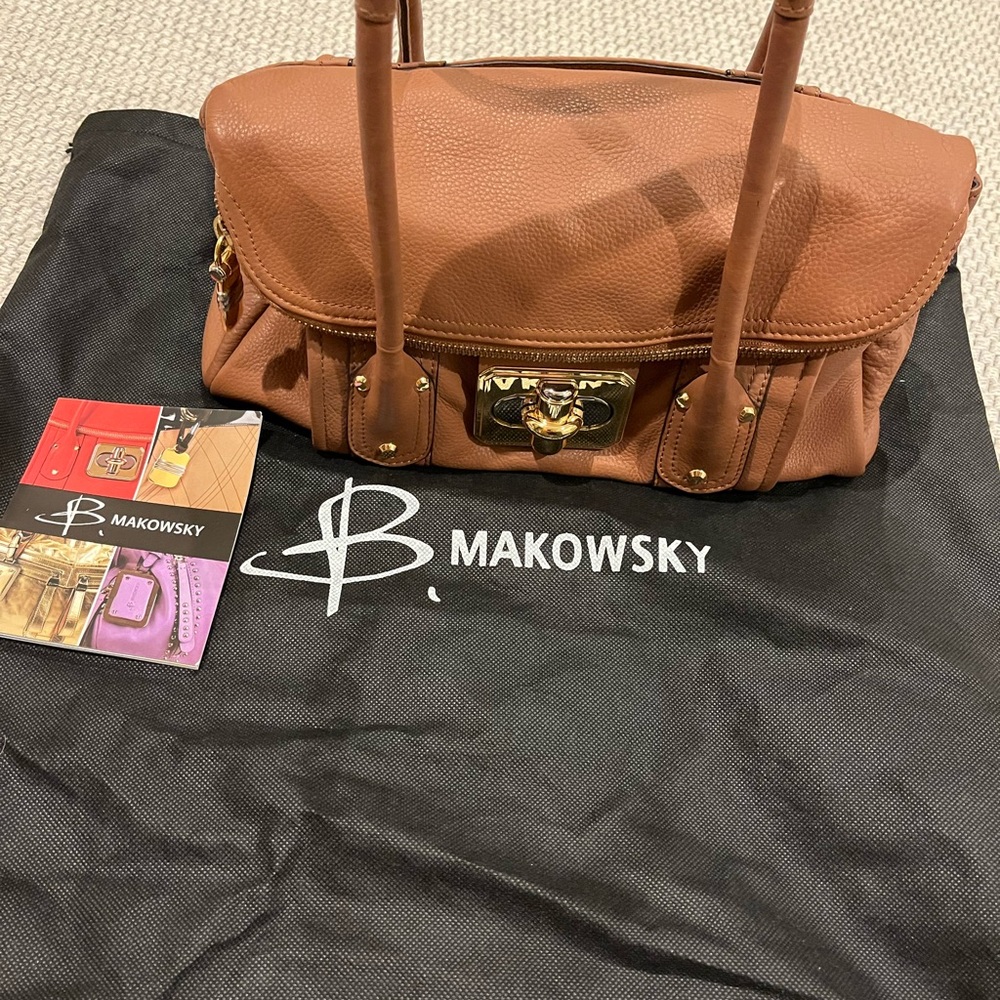 B. Makowsky Tan Leather Shoulder Bag